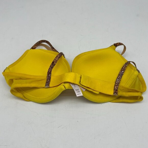 Victoria's Secret Womens Very Sexy Push-Up Bra Size 34B Yellow Leopard Trim Y2K - Picture 3 of 5